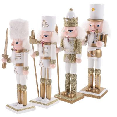 PRETYZOOM 4pcs Wooden Nutcracker Soldiers Xmas Home Decor for Centerpieces