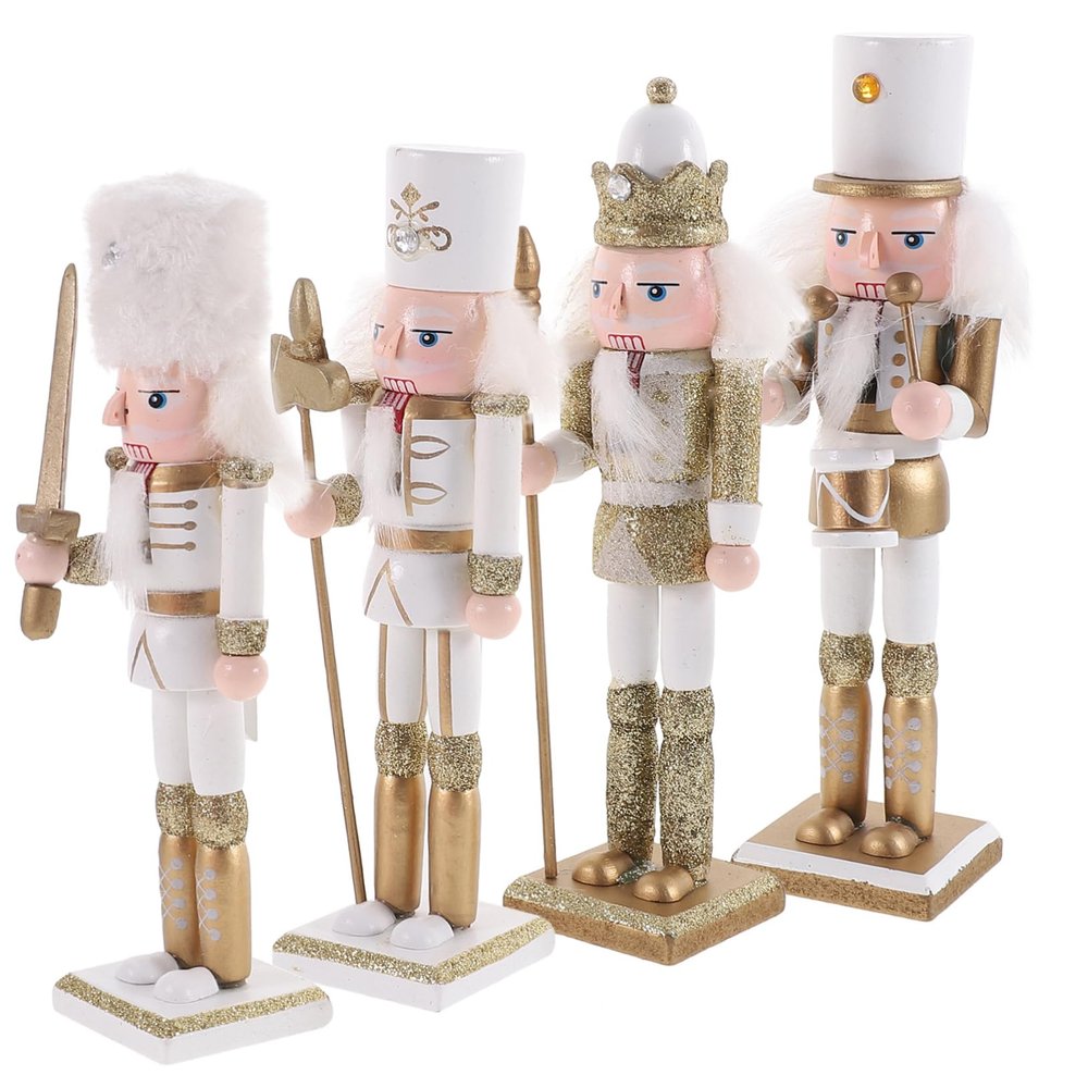 PRETYZOOM 4pcs Wooden Nutcracker Soldiers Xmas Home Decor for Centerpieces