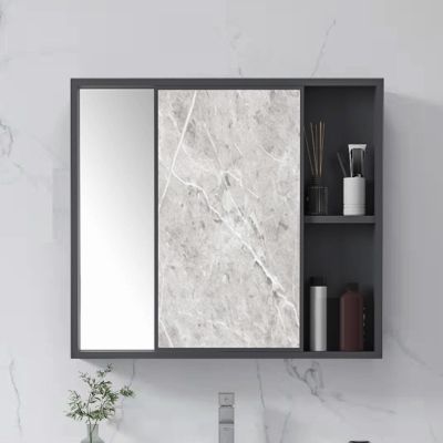 Aluminum Wall Bathroom Mirror Cabinet, Bathroom Mirror Wall Cabinet with Sliding Door, Toilet Hidden Medicine Cabinets with Storage Shelves