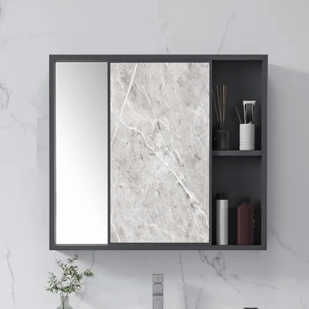 Aluminum Wall Bathroom Mirror Cabinet, Bathroom Mirror Wall Cabinet with Sliding Door, Toilet Hidden Medicine Cabinets with Storage Shelves