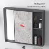 Aluminum Wall Bathroom Mirror Cabinet, Bathroom Mirror Wall Cabinet with Sliding Door, Toilet Hidden Medicine Cabinets with Storage Shelves view 4