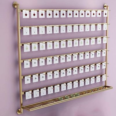 PPGE Home Wall-Mounted Jewelry Organizer with Hooks - Earring Holder, Necklace Rack, and Keyring Shelf for Rings, Bracelets, and Sunglasses Display(Size:120120CM,Color:Gold)