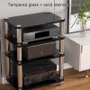Corner Wall Shelves Tempered Glass Shelves Each Tier Has Shock-Absorbing Feet Stereo CabinetIdeal for Home Office Recording Studio(Black,60 * 40 * 38cm) view 2