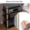 Corner Wall Shelves Tempered Glass Shelves Each Tier Has Shock-Absorbing Feet Stereo CabinetIdeal for Home Office Recording Studio(Black,60 * 40 * 38cm) view 3