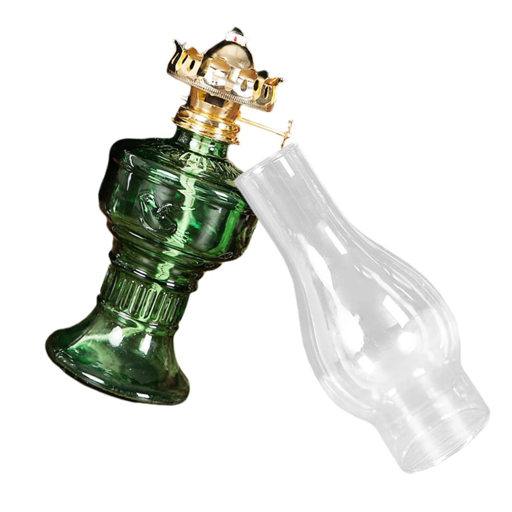 Happyyami Rustic Kerosene Lamp for Home Fuel Lamp Oil Glass Cover Vintage Style Indoor Lighting