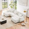 133.8 U-Shaped Modern Sofa Modular Sectional Cloud Couch with 2 Ottoman, Deep Seat Comfy Chenille Cloud Couch for Living Room (White, 3 Seat-U) view 1