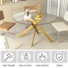 47" Gold Glass Dining Room Table Set for 4, 5-Piece Modern Round Kitchen Dining Table Set with Cross Chrome Metal Legs & 4 White Velvet Upholstered Chairs, Circle Kitchen Table and Chairs Set view 4