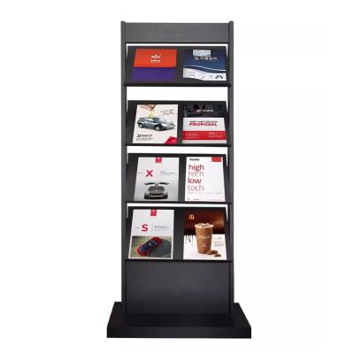 LICONG-2019 Floor Newspaper Rack Floor Data Rack Iron Newspaper Rack Multilayer Storage Display Rack Large Capacity Vertical Magazine Rack Newspaper Shelf Floor-Standing Magazine Rack(Black)