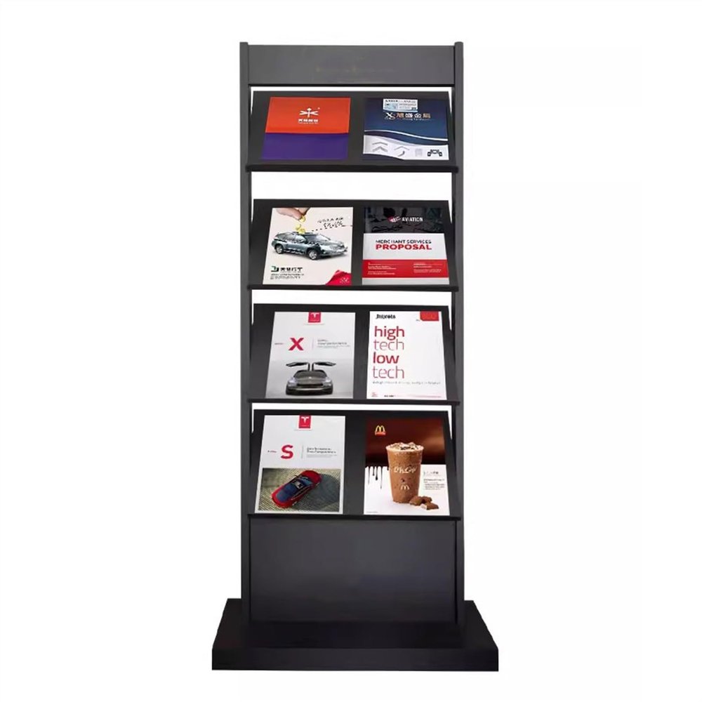 LICONG-2019 Floor Newspaper Rack Floor Data Rack Iron Newspaper Rack Multilayer Storage Display Rack Large Capacity Vertical Magazine Rack Newspaper Shelf Floor-Standing Magazine Rack(Black)