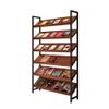 LICONG-2019 Floor Newspaper Rack Modern Design Magazine Rack Wooden Storage Rack Slant Display Bookshelves Floor-to-Ceiling Advertising Floor-Standing Magazine Rack(Black+Teak) view 1
