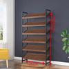 LICONG-2019 Floor Newspaper Rack Modern Design Magazine Rack Wooden Storage Rack Slant Display Bookshelves Floor-to-Ceiling Advertising Floor-Standing Magazine Rack(Black+Teak) view 2