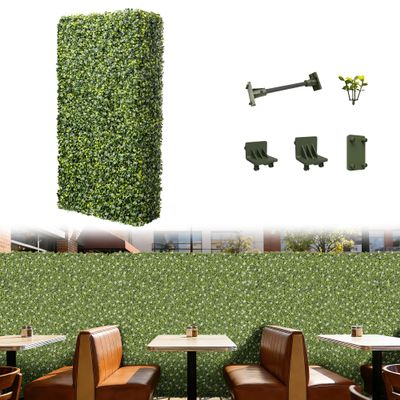 INFRANGE 18Wx72Hx6D inches Artificial Boxwood Hedge Wall, Plant Hedge Wall Room Divider, Privacy Screen, Green Plant Fake Grass Background Partition for Home Office Studio Partition (White)