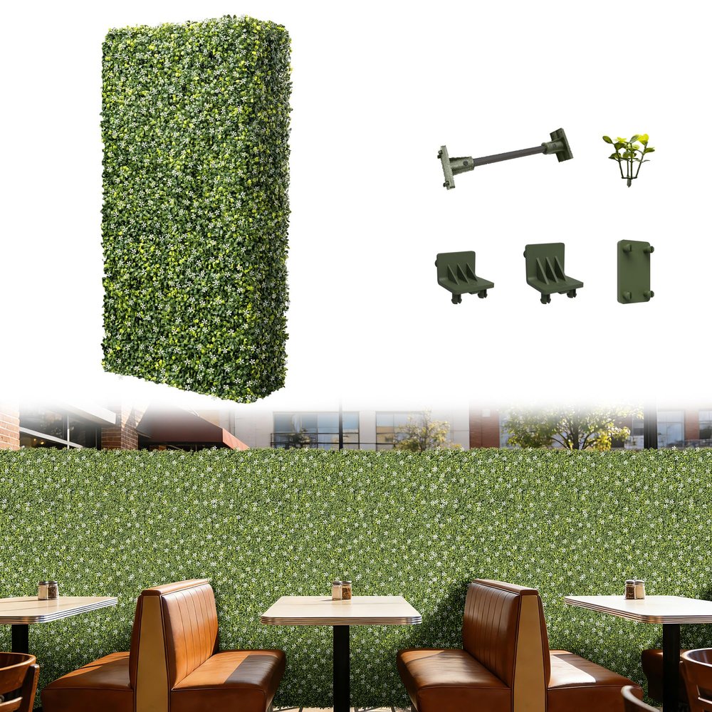 INFRANGE 18Wx72Hx6D inches Artificial Boxwood Hedge Wall, Plant Hedge Wall Room Divider, Privacy Screen, Green Plant Fake Grass Background Partition for Home Office Studio Partition (White)