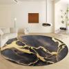 Round Rug Black 4ft Marble Liquid Gold Area Indoor Circle Rug Round Washable Rug, Floor Mat Print Non Slip Carpet Kitchen Living Room Dining Room Playroom Decor view 2