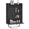 MAHANCRIS Bathroom Wall Cabinet, Farmhouse Medicine Cabinets with Sliding Door, Wall Mounted Storage Cabinet with Adjustable Shelf and Towel Bar, for Bathroom, Living Room, Kitchen, Black view 1