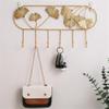 KHUTRW3D Wall Hooks Wall Mounted Ginkgo Leaf Hook Wall Key Storage Fitting Room Coat Hanger Wrought Iron Art Hook Entry Porch Decorate Hook Wall Mounted(Large) view 4