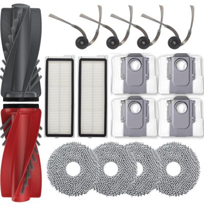 15 Packs Accessories Kit Compatible with Roborock Qrevo Curv/Qrevo Edge,Q Revo Curv Q Revo Edge Vacuum Cleaner, Include 1 Main Brush,4 Mop Clothes, 2 Hepa Filters,4 Side Brush and 4 Dust Bag