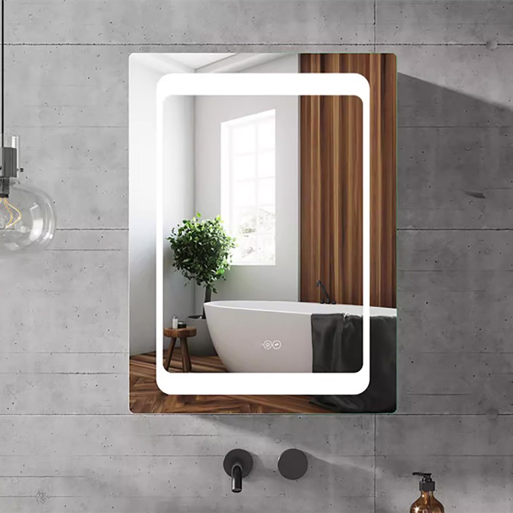 304 Stainless Steel Medicine Cabinet, Bathroom Mirror Cabinet with 3 Layers Storage, Wall Mounted Bathroom Vanity, Above Toilet Storage Cabinet, for Dormitories, Kitchen,Silver50*13 * 70Cm