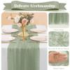 12 Pack 10FT Pearl Table Runner 30x120 Inch Sage Green Tulle Fabric Boho Rustic Sheer Table Runners Lace Table Cloth for Wedding Bridal Shower Birthday Party Arch Veil Dessert Table Decor (Sage Green) view 4