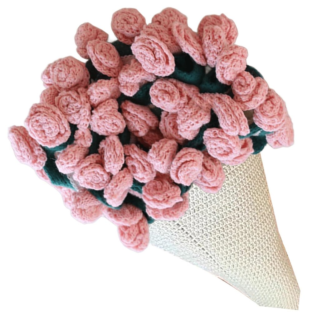 zzpdnjt Crochet Flower Bouquet Blanket, Knitted Flowers Throw Blankets, Handmade Crocheted Cute Floral for Bedroom Living Room Decor, Mothers Day Wedding Birthday Gifts(Finished Blanket-Pink,43.3in)