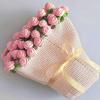 zzpdnjt Crochet Flower Bouquet Blanket, Knitted Flowers Throw Blankets, Handmade Crocheted Cute Floral for Bedroom Living Room Decor, Mothers Day Wedding Birthday Gifts(Finished Blanket-Pink,43.3in) view 3
