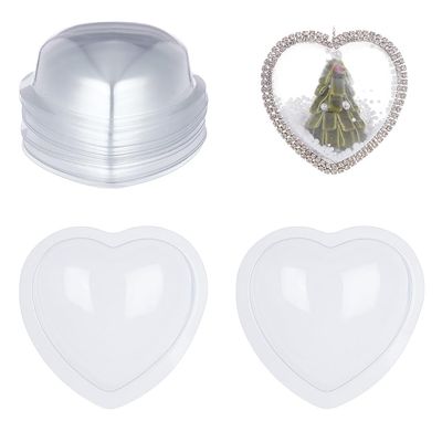OLYCRAFT 24Pcs Heart Dome 2.7x2.8x1 Inch Clear Plastic Domes Candy Holder Shaker Domes Transparent Plastic Dimensional Dome Packing Covers for Shaker Card Making Paper Crafting DIY Present Box