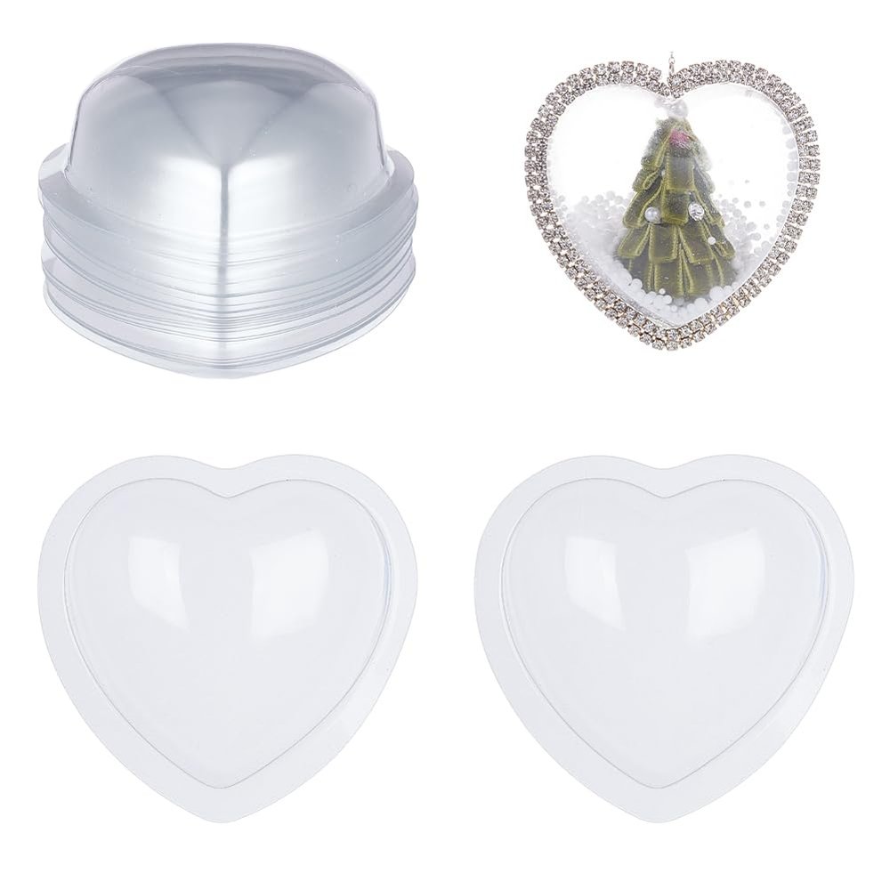OLYCRAFT 24Pcs Heart Dome 2.7x2.8x1 Inch Clear Plastic Domes Candy Holder Shaker Domes Transparent Plastic Dimensional Dome Packing Covers for Shaker Card Making Paper Crafting DIY Present Box