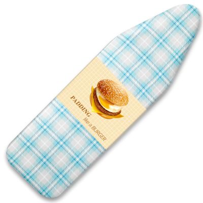 BNDX 18"x49" Ironing Board Cover for Laundromats Aqua Plaid Pattern, Thick Padding with Bongee Cord & Dual Buckles, Stain & Scorch Resistant, Easy Fit