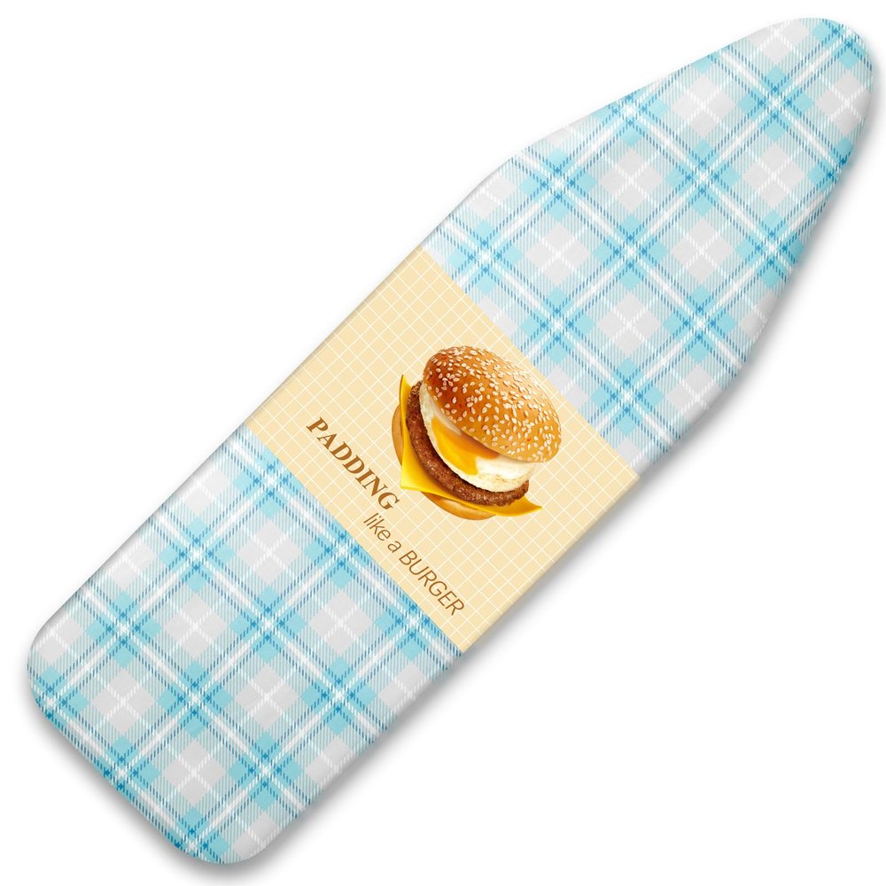 BNDX 18"x49" Ironing Board Cover for Laundromats Aqua Plaid Pattern, Thick Padding with Bongee Cord & Dual Buckles, Stain & Scorch Resistant, Easy Fit