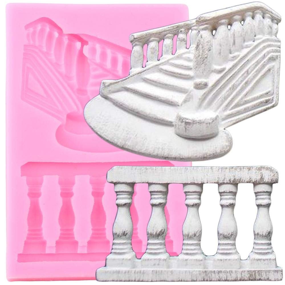 3D Craft Staircase Railing Silicone Molds Cake Border DIY Cake Decorating Tools Clay Candy Chocolate Gum Paste Molds
