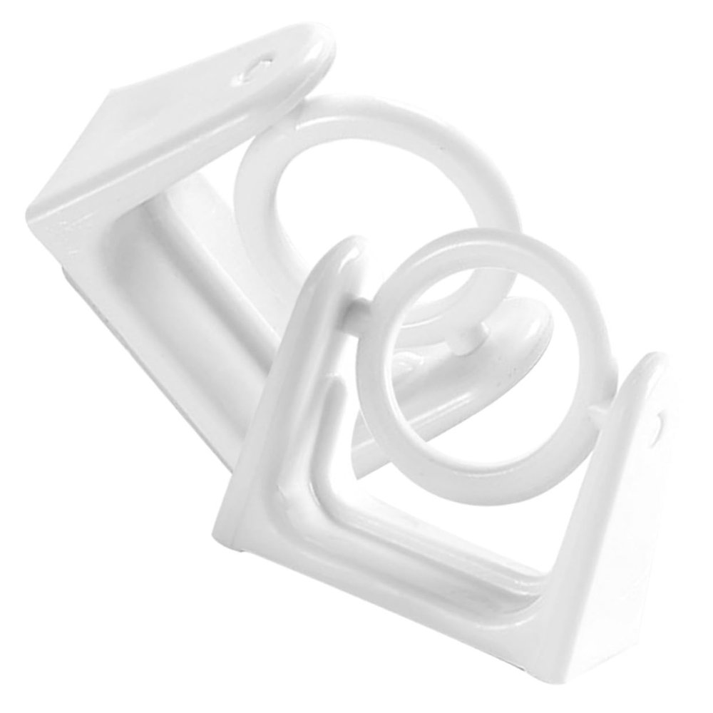Garneck 2Pcs Rotatable Curtain Rod Holders, White Plastic Pole Brackets