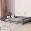 Ball & Cast Queen Size Montessori Toddler Floor Bed with Wood Slats for Girls and Boys, Wood Montessori Bed Frame with Door and Safety Guardrails for Kids,No Box Spring Needed,Grey view 3