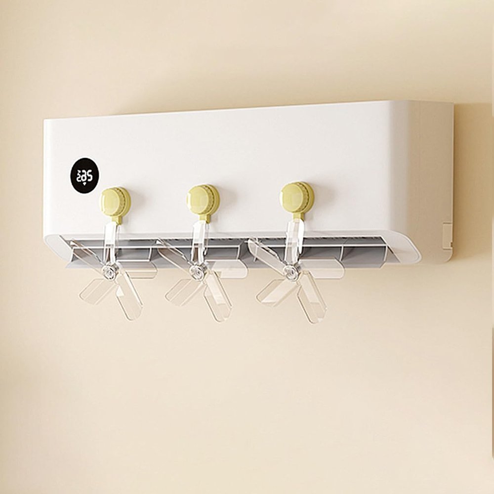 Air Conditioner Deflector, Bedroom Anti-Direct Blowing Suction Cup Wind Guide Fan, Adjustable Suction Deflector Fan, 360Adjustable Angles Air Conditioning Guide Wind Direction Baffles(Yellow)