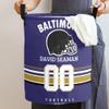 Baltimore Laundry Hamper, Personalized Football Style Laundry Basket, Custom Name and Number Collapsible Storage Basket with Handle Gift for Bedroom Bathroom view 2