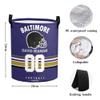 Baltimore Laundry Hamper, Personalized Football Style Laundry Basket, Custom Name and Number Collapsible Storage Basket with Handle Gift for Bedroom Bathroom view 3