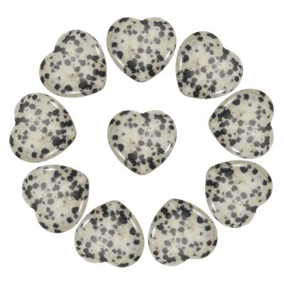 PATIKIL 10Pcs Natural Heart Shaped Crystal Stone, 0.8" Polished Love Gemstone Crystal, Pocket Rock Engraved Worry Stones for Women Valentines Gift Meditation 0.2" Thick, Spotted Jasper
