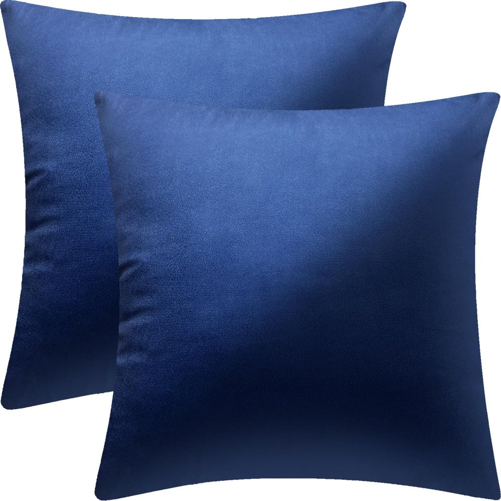 2 Pack 18x18 Pillow Cover Velvet Pillow Covers, Square Throw Pillow Covers for Living Room Decorations Throw Pillow Case, Throw Pillow Cover Cushion Cover for Sofa Bedroom Car, Navy Blue Velvet