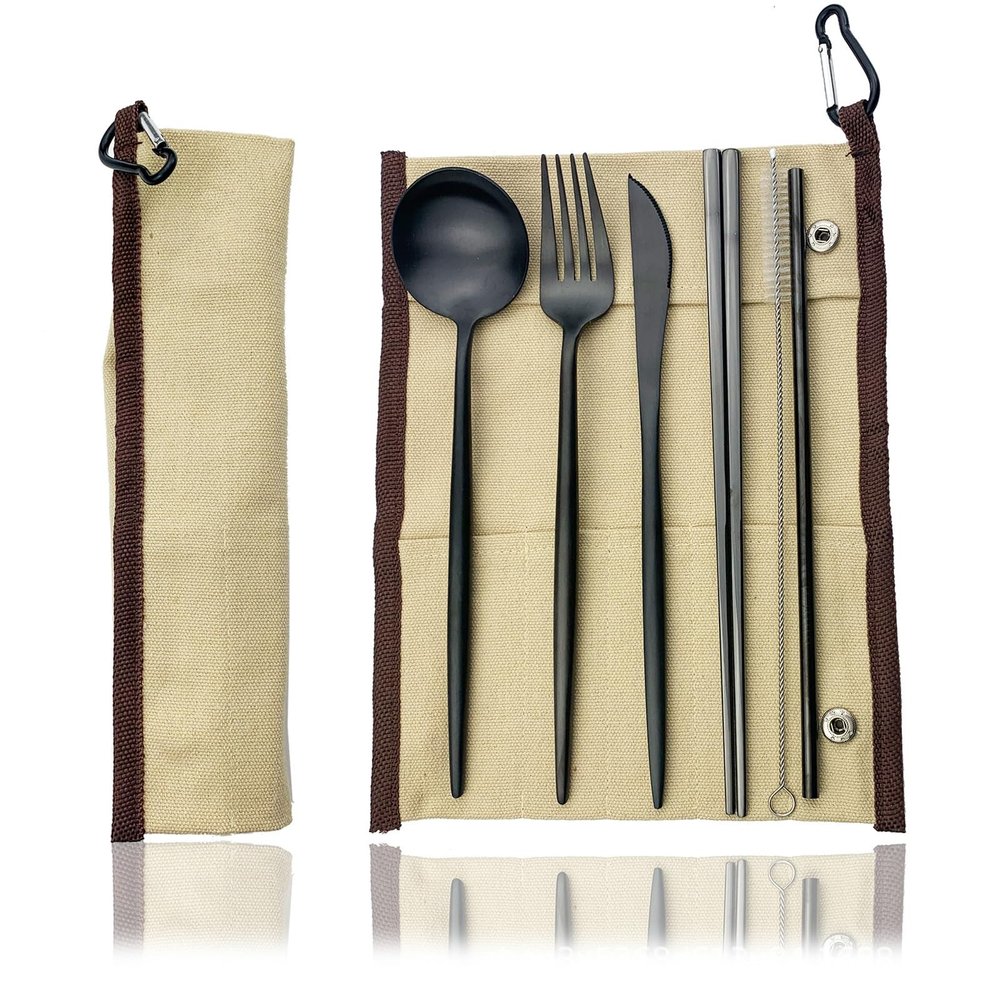 ONUIFIKE Silverware Set, 6/24/36/48/60/72 Pieces 304 Stainless Steel, Home Cutlery Flatware Set(Beige,6 Piece set for 1)