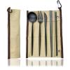 ONUIFIKE Silverware Set, 6/24/36/48/60/72 Pieces 304 Stainless Steel, Home Cutlery Flatware Set(Beige,6 Piece set for 1) view 1