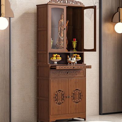 Topjia Altar Cabinet Household Worship Table,Buddha Niche Chinese Cabinet for God of Wealth,Meditation Prayer Tables,Simple Modern Buddhist Cabinets(52cm/20in, B)