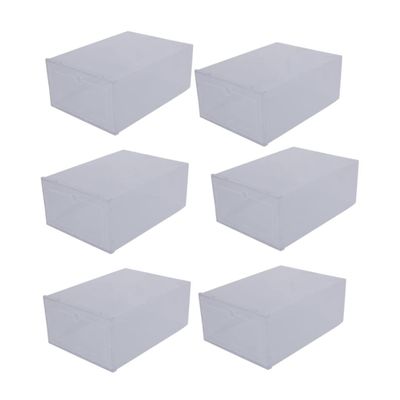 CAXUSD 6pcs Plastic Clamshell Shoe Storage Boxes for Sneakers