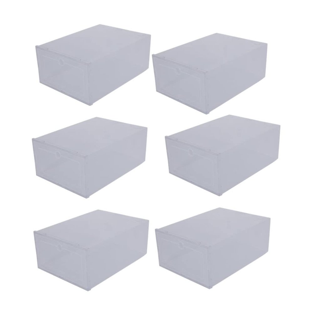 CAXUSD 6pcs Plastic Clamshell Shoe Storage Boxes for Sneakers