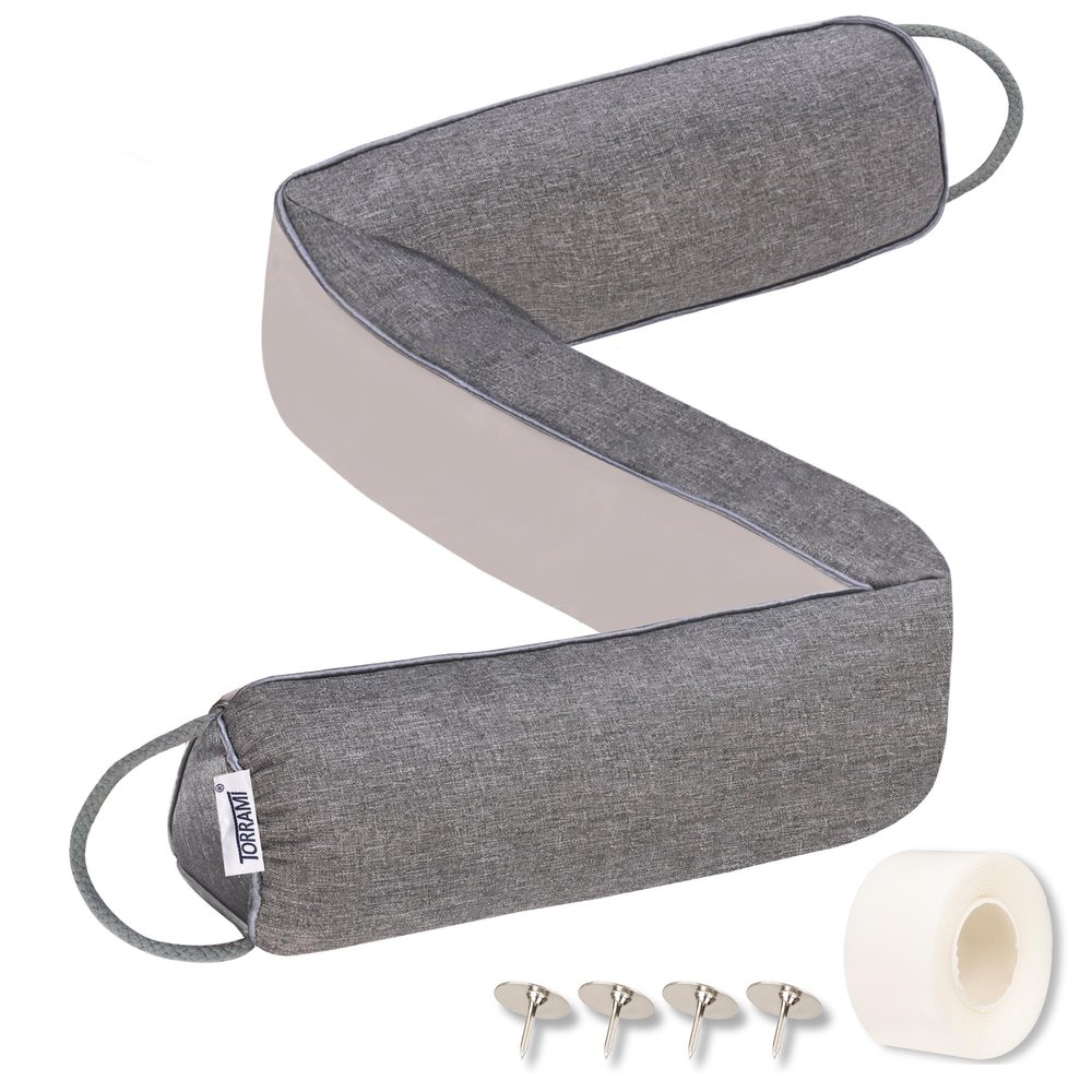 TORRAMI 38" Door Draft Stopper for Bottom of Doors, Seal Blocks Hot Air, Noise, Bugs, Keeps Cold AC in Window Gap Filler Draft Stoppers,Gray