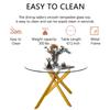 47.2" Round Dining Room Table Set for 4, 5-Piece Glass Kitchen Dining Table Set with Gold Metal Legs & 4 White PU Leather Dining Chairs, Circle Glass Kitchen Table and Chairs Set for Small Place view 4
