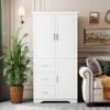 62.5" Storage Cabinet with Doors and Drawers, Kitchen Pantry Cupboard Shelf Organizers for Home, Bathroom and Living Room, Solid Wood Legs, Gray view 1