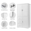 62.5" Storage Cabinet with Doors and Drawers, Kitchen Pantry Cupboard Shelf Organizers for Home, Bathroom and Living Room, Solid Wood Legs, Gray view 3