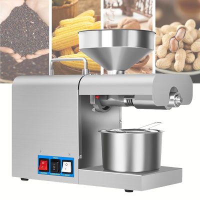 RENJJPBO Cold, Hot Press Automatic Electric Oil Maker for Home Commercial, 820w Seeds Nuts Oil Expeller Press Mill, Stainless Steel