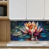 Myphotostation 36Wx36H'' Radiant Lotus Water Lily Backsplash Tempered Glass Backsplash, Glass Splashback For Stove Wall Protector, Cutting Board, Cooker Wall Panel, Stove Back Cover view 2