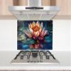 Myphotostation 36Wx36H'' Radiant Lotus Water Lily Backsplash Tempered Glass Backsplash, Glass Splashback For Stove Wall Protector, Cutting Board, Cooker Wall Panel, Stove Back Cover view 4