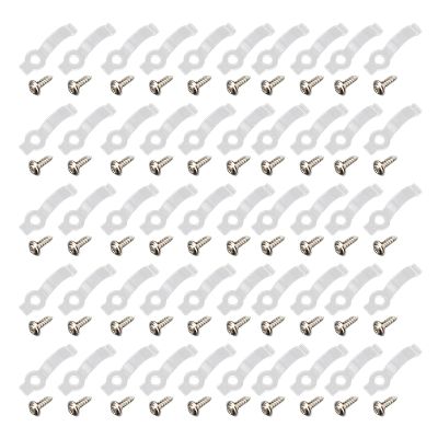 Pilipane Mounting Clips Holder LED Rope Light Clips Holder Portable Light Clips Holder with Screws for Outdoor Weddings Terraces Plastic Stainless Steel 50Pcs